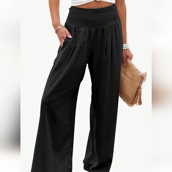 Linen High Waist Casual Lounge Pant - Picture 1 of 1